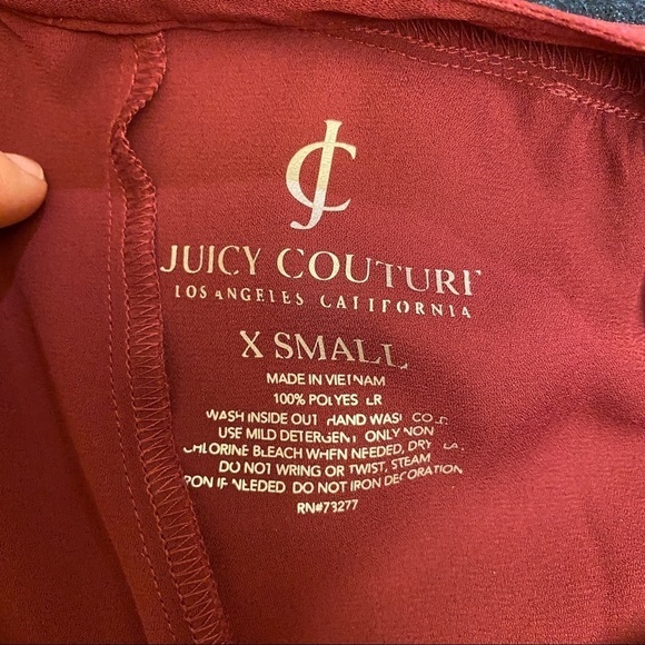 Juicy Couture Sz XS  Burgundy / Maroon Sequins V Neck Top, Flowy, Semi-Sheer - Picture 5 of 5